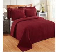 Better Trends Burgundy Full/Double Bedspread, 100% Cotton Tufted - Classic Stripe Coverlet, Soft & Cozy Bedding for All Seasons, Machine Washable - Jullian Collection