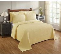 Better Trends Chenille Bedspreads Full/Double Size, Yellow 100% Cotton Chenille Stripe Design Tufted Bedding Coverlet Soft Lightweight, 96"x110" 1 Pieces Jullian Collection