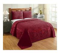 Better Trends Chenille Bedspreads King Size, Deep Red 100% Cotton Chenille Medallion Design Tufted Bedding Coverlet Soft Lightweight, 120"x110" with 2 Sham 3 Pieces Set Trevor Collection