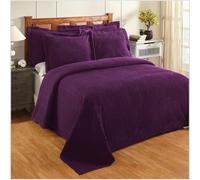 Better Trends Chenille Bedspreads King Size, Plum 100% Cotton Chenille Stripe Design Tufted Bedding Coverlet Soft Lightweight, 120"x110" 1 Piece Jullian Collection
