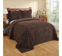 Better Trends King Size Bedspread 100% Cotton Chenille Coverlet Bedspreads, Soft Lightweight All Season Bedding, Chocolate Medallion Design 120" x 110"