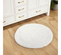 Better Trends Round Bath Room Rug Ivory Reversible Super Soft, Luxury Cotton Rug Water Absorbent Machine Washable Bathmat for Decor Tub, Shower, Bath Room Floor, Door 30" Diameter Lux Collection