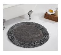 Better Trends Shaggy Border Collection is Ultra Soft, Plush and Absorbent Tufted Bath Mat Rug 100% Cotton in Vibrant Colors, 30" Round, Grey