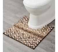 Better Trends Toilet Rug U Shaped Washable Mat 100% Polyester Brown Bath Rugs Toilet Rugs, Rubber Backing Non Slip Bath Mat & Multi-Purpose Bathroom Toilet Rugs - 20x20 Casablanca
