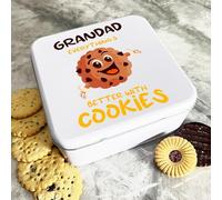 Better With Cookies Grandad Square Personalised Gift Cookies Treats Biscuit Tin Personalised Gift | Custom Gift | Personalized Tin | Cake, Biscuit & Treat Tins | Gift For Her | Gift For Him