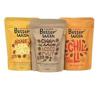 Better With Honey & Sea Salt, Cinnamon & Coconut, and Chilli Almonds Mixed Pack, 140 g (Pack of 3)