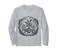 Better with Plants - Houseplant Lover Black Ink Tattoo-Style Long Sleeve T-Shirt
