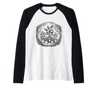 Better with Plants - Houseplant Lover Black Ink Tattoo-Style Raglan Baseball Tee