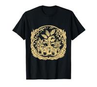 Better with Plants - Houseplant Lover Tan Ink Tattoo-Style T-Shirt