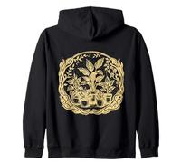 Better with Plants - Houseplant Lover Tan Ink Tattoo-style Zip Hoodie