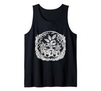 Better with Plants - Houseplant Lover White Ink Tattoo-Style Tank Top