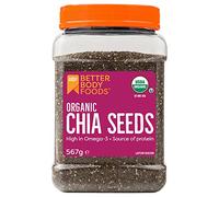 BetterBody Foods Organic Chia Seeds - Source of Omega-3, 5g of Protein, 10g of Fibre - Vegan, Keto, Gluten Free and Non-GMO Flavour Neutral Favourite - 567g
