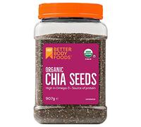 BetterBody Foods Organic Chia Seeds - Source of Omega-3, 5g Protein, 10g Fibre - Vegan, Keto, Gluten Free and Non-GMO Flavour Neutral Favourite - 907g