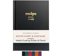 Betterday Blank Recipe Book, Diary for your own meal food recipes, Black | Quality A5 Hardcover Journal to record ingredients, methods, times notes, beautifully organised notebook cook book, 112 Page