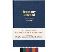 Betterday Blank Recipe Book, Diary for your own meal food recipes, Blue | Quality A5 Hardcover Journal to record ingredients, methods, times notes, beautifully organised notebook cook book, 112 Page