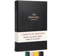 Betterday Leather Gratitude Journal For Women, Daily Manifestation, Black | Guided Gratitude Diary For Positive Self Care, Mental Health and Mindfulness To Encourage Confidence Reflection, Wellness A5