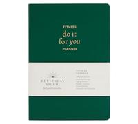 Betterday Studio Do It For You Fitness Planner - A5 Faux Leather Weekly Gym Exercise Tracker - Weight Loss Food Journal Diary, Workout & Diet Log, Goal Checker, Meal & Workout Plan - Emerald Green