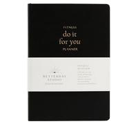 Betterday Studio Do It For You Fitness Planner - A5 Faux Leather Weekly Gym Exercise Tracker - Weight Loss Food Journal Diary, Workout & Diet Log, Goal Checker, Meal & Workout Plan - Black