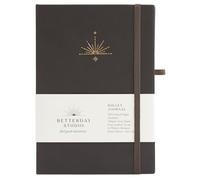 Betterday Studio - Undated Bullet Journal - 160 Dotted Pages with Faux Leather Cover, 2x Ribbon Markers for Bookmarking, Journal with Pen Loop, Journal Notebook for Scribbling - Charcoal Grey