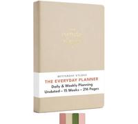 Betterday Undated Everyday Planner Notebook - Daily Weekly Diary Organiser | Faux Leather A5 Personal Journal with Work Productivity Goals, 216 Page Task Tracker, To Do List, Gratitude Self Care, Beige