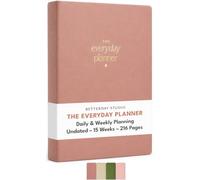 Betterday Undated Everyday Planner Notebook - Daily Weekly Diary Organiser | Faux Leather A5 Personal Journal with Work Productivity Goals, 216 Page Task Tracker, To Do List, Gratitude Self Care, Pink