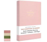 Betterday Undated Everyday Planner Notebook - Daily Weekly Diary Organiser | Faux Leather A5 Personal Journal with Work Productivity Goals, 216 Page Task Tracker, To Do List, Gratitude Self Care, Lilac