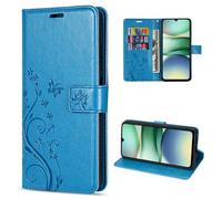 betterfon Case Compatible with Xiaomi Redmi A5 / Poco C71, Premium PU Leather Mobile Phone Case, Wallet Case for Redmi A5 / Poco C71, Protective Case, Flowers Flip Case, Mobile Phone Case, Blue