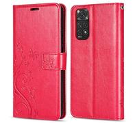 betterfon Mobile Phone Case for Xiaomi Redmi Note 11 Case for Xiaomi Redmi Note 11S Protective Flip Case Premium PU Leather Compatible with Redmi Note 11 / Redmi Note 11S Red