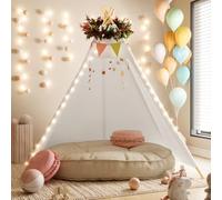 Betterhood 7' Large Teepee Tent for Adults, Play Tent with Carry Bag, 5 Sides Canvas Kids Teepee Tent Indoor & Outdoor Tents for Party, Wedding, Photo Prop, White