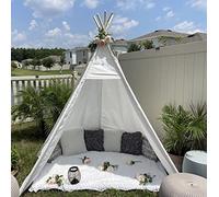 Betterhood 7' Large Teepee Tent for Adults, Play Tent with Carry Bag, 5 Sides Canvas Kids Teepee Tent Indoor & Outdoor Tents for Party, Wedding, Photo Prop, White