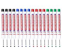 BetterJonny 16Pcs Deep Hole Marker Pens, 20mm Long Head Deep Hole Marker Carpenters Pen,Hole Marker Tool for Architect Carpenter Permanent Marking of Hard to Reach Areas 4 Color(Black Blue Red Green)