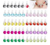 BetterJonny 200 Pcs Crystal Dangle Charms for Jewelry Making, 10 Colors Crackle Glass Drop Beads Charms with Silver Caps for DIY Necklaces Earrings Supplies