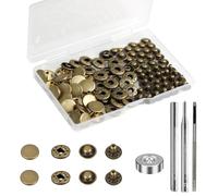BetterJonny 24 Sets Heavy Duty Leather Snap Fasteners Kit, 12.5mm Metal Snap Buttons Press Studs Leather Rivets Snaps with 4 Setter Tools for Clothes Bracelet Jackets Jeans Antique Brass