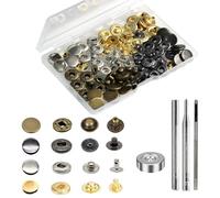 BetterJonny 24 Sets Heavy Duty Leather Snap Fasteners Kit, 12.5mm Metal Snap Buttons Press Studs Leather Rivets Snaps with 4 Setter Tools for Clothes Bracelet Jackets Jeans, 4 Color