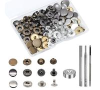 BetterJonny 24 Sets Heavy Duty Leather Snap Fasteners Kit, 15mm Metal Snap Buttons Press Studs Leather Rivets Snaps with 4 Setter Tools for Clothes Bracelet Jackets Jeans, 3 Color
