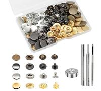 BetterJonny 24 Sets Heavy Duty Leather Snap Fasteners Kit, 15mm Metal Snap Buttons Press Studs Leather Rivets Snaps with 4 Setter Tools for Clothes Bracelet Jackets Jeans, 4 Color