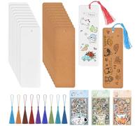 BetterJonny 40 pcs Make Your Own Bookmark, Book Mark Making for Family, Blank Paper Bookmarks with 3 Pack of Stickers and 40 Tassels, DIY Bookmarks So Simple Makes it Easier for You to Start(Dog)