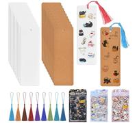 BetterJonny 40 pcs Make Your Own Bookmark, Book Mark Making for Family, Blank Paper Bookmarks with 3 Pack of Cat Stickers and 40 Tassels, DIY Bookmarks So Simple Makes it Easier to Start(Cat)