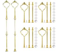 BetterJonny 6 Sets Cake Stand Fittings, 3 Tier Cake Plate Stand Handle Hardware Holder for Wedding and Party Making Resin Cupcake Dessert Platter Stand Gold