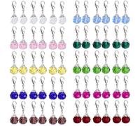 BetterJonny 60 Pcs Crystal Dangle Charms for Jewelry Making, Colorful Silver Cap Glass Drop Beads Dangle Bead Charms with Lobster Claw Clasps for DIY Necklaces Earrings
