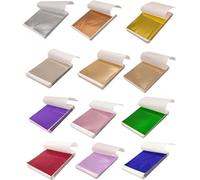 BetterJonny 600 Sheets Imitation Colored Gold Foil Sheets 12 Colors Metallic Gold Foil Leaf Paper Foil Paper for Paintings Arts Crafts Nail Furniture Decor 8 x 8.5cm