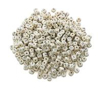 BetterJonny 600pcs Alphabet Wood Beads, Natural Square Wooden Beads, 10mm, White, Ideal for Jewelry Making and DIY Projects