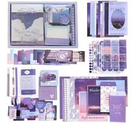 BetterJonny Aesthetic Scrapbook Kit, The Milky Way Vintage Scrapbook Journaling with A6 Grid Notebook Washi Paper Stickers Art Journaling Scrapbooking Supplies for DIY Arts Crafts Collage Decorative