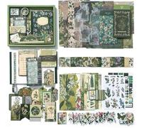 BetterJonny Aesthetic Scrapbook Kit, Vintage Scrapbook Journaling with A6 Grid Notebook Washi Paper Stickers Orange Art Journaling Scrapbooking Supplies for DIY Arts Crafts Collage Decorative S