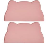 BetterJonny Cat Bowl Mat Silicone Waterproof Pet Feeding Mat Non-Slip Feeding Mat Dog Food Mat Cat Place Mats with Raised Edges (Pink)