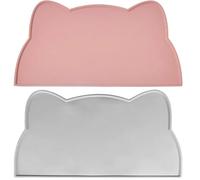 BetterJonny Cat Bowl Mat Silicone Waterproof Pet Feeding Mat Non-Slip Feeding Mat Dog Food Mat Cat Place Mats with Raised Edges Pack of 2