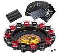 BETTERLINE Shot Glass Roulette Drinking Game Set With Wheel, 2 Balls and 16 Glasses by Better Line