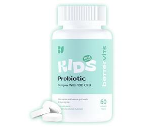 Bettervits Kids Probiotic Complex - 10 Billion CFU | Probiotics for Children 10-16 years old - Gut Health and Immunity Support | Maintains Healthy Digestion | 60 Chewable Orange-Flavored Tablets.