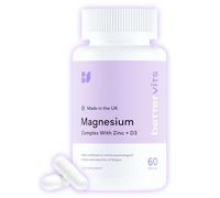 Bettervits Magnesium Glycinate Complex with Citrate, Malate, Zinc & Vitamin D3 | Magnesium Supplements for Muscle Recovery, Heart Health & Sleep Support - High Absorption | 60 Capsules