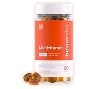 Bettervits Multivitamin Gummies with Zinc and Iodine | Immune Support & Energy with Gummy Vitamins A, B3, B6, C, D, E, Biotin | Chewable Multivitamins for Women, Men and Adults | 60 Gummies